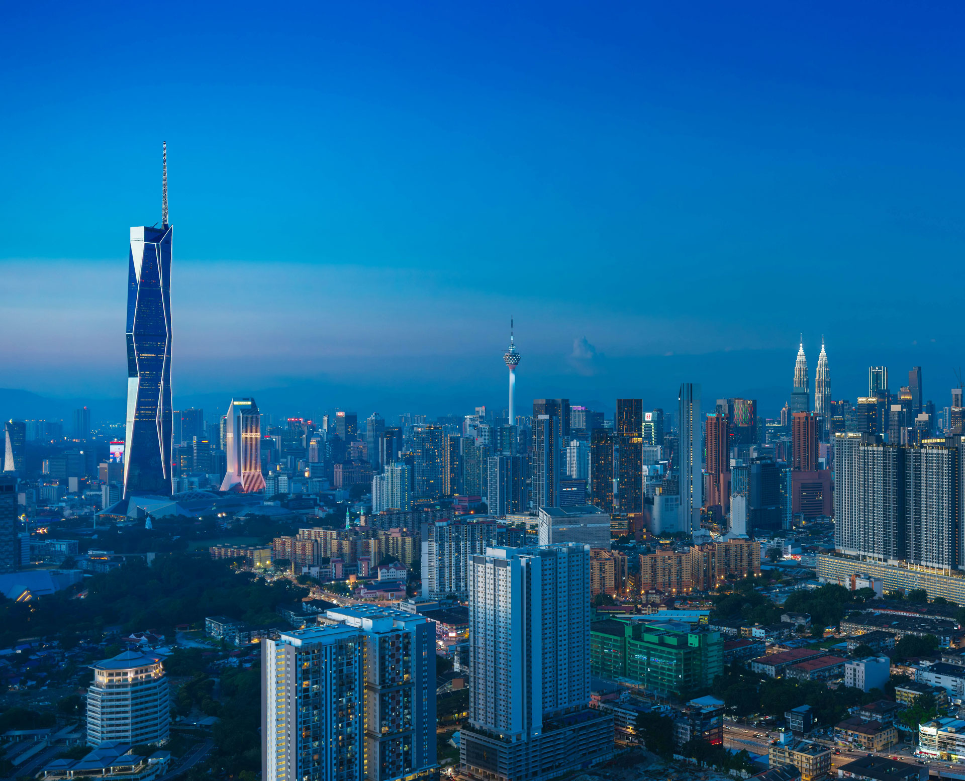 Kuala Lumpur skyline with Merdeka 118 and the Petronas Twin Towers
